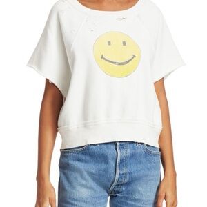RE/DONE‎ Distressed Smiley Face Sweatshirt